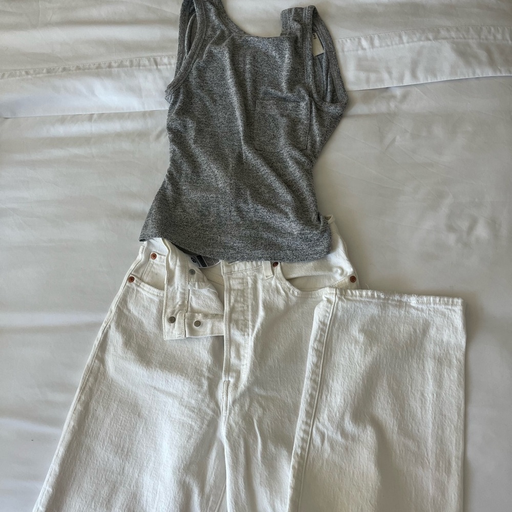 Gray Tank Top and White Levi Set waist 29